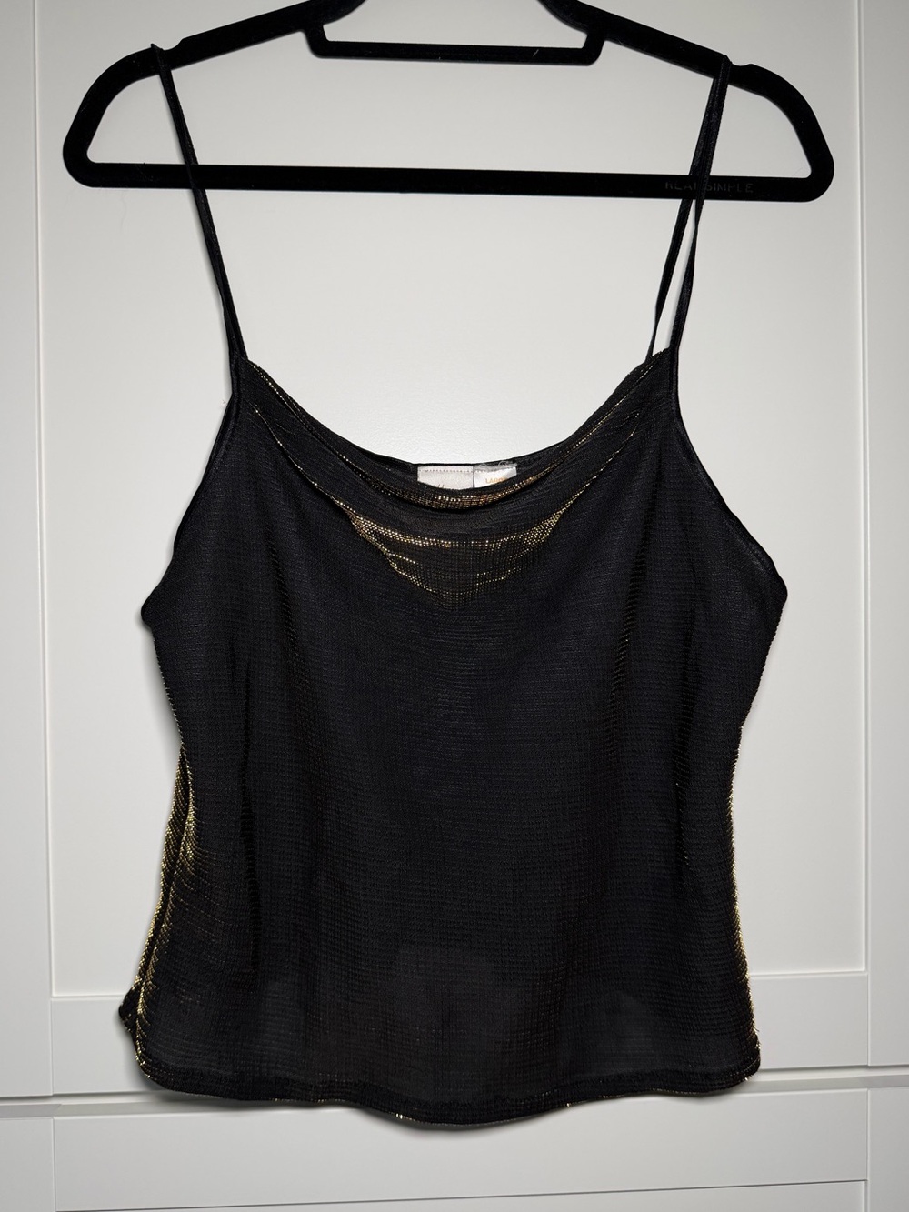 Vintage Gilligan & O’Malley Shimmer Sheer Cowl Neck Whimsigoth Metallic Tank Top